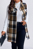 Plus Size Plaid Sleeveless Vest Cardigan Jacket