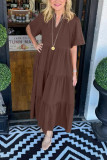 V-Neck Layered Pocket Loose Dress