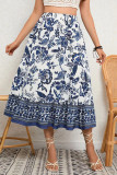 Bohemia Blue And White Porcelain Printed Skirt