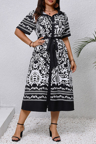 Simple Temperament Printed Shirt Dress