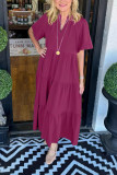 V-Neck Layered Pocket Loose Dress