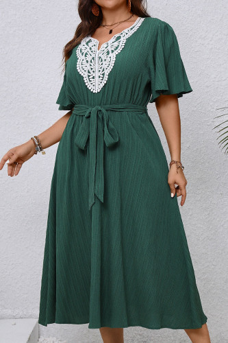 Large Size Lotus Leaf Short Sleeve Dress