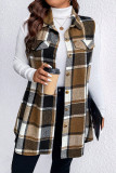 Plus Size Plaid Sleeveless Vest Cardigan Jacket
