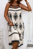Hollow Out Sleeveless Printed Dress