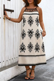 Hollow Out Sleeveless Printed Dress