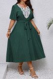 Large Size Lotus Leaf Short Sleeve Dress
