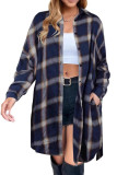 Plus Size Checkered Long Sleeved Cardigan Shirt
