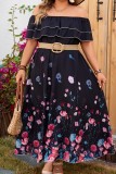 Plus Size Off Shoulder Floral Dress