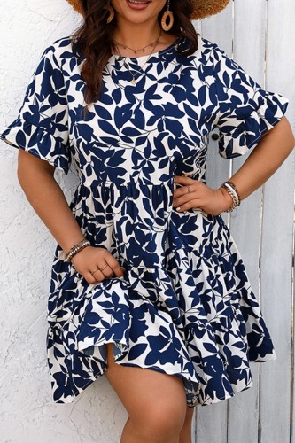 Plus Size Ruffle Sleeve Mini Dress
