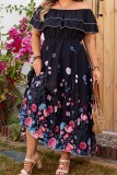 Plus Size Off Shoulder Floral Dress