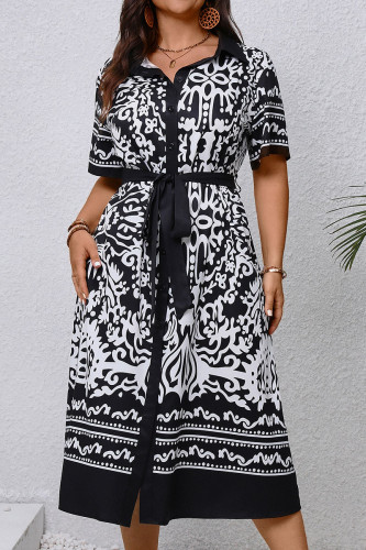 Simple Temperament Printed Shirt Dress