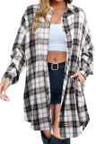 Plus Size Checkered Long Sleeved Cardigan Shirt