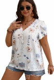 Plus Size Lace V neck Petal Sleeve Tops