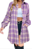 Plus Size Checkered Long Sleeved Cardigan Shirt