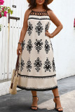 Hollow Out Sleeveless Printed Dress