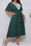 Large Size Lotus Leaf Short Sleeve Dress
