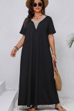 Plus Size V neck Short Sleeve Maxi Dress