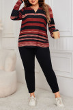Large Size Round Neck Striped Long Sleeved Shirt