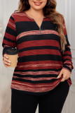 Large Size Round Neck Striped Long Sleeved Shirt