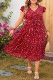 Large Size Ruffled Short Sleeved Dress