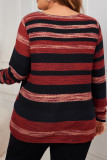 Large Size Round Neck Striped Long Sleeved Shirt