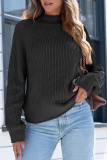 High Neck Knitted Long Sleeved Sweater