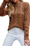 Round Neck Knitted Long Sleeved Sweater