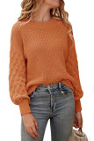 Lantern Sleeve Round Neck Knitted Sweater