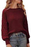 Lantern Sleeve Round Neck Knitted Sweater