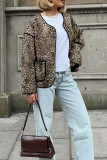 Leopard Print Round Neck Short Cardigan Jacket