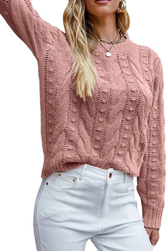 Round Neck Knitted Long Sleeved Sweater