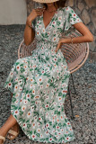 V-Neck Short Sleeved Big Swing Dress