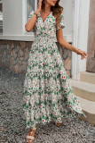 V-Neck Short Sleeved Big Swing Dress