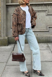 Leopard Print Round Neck Short Cardigan Jacket