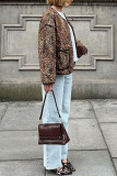 Leopard Print Round Neck Short Cardigan Jacket