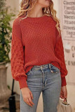 Lantern Sleeve Round Neck Knitted Sweater