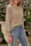 Lantern Sleeve Round Neck Knitted Sweater
