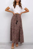 High Waisted Brown Leopard Print Skirt