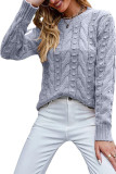 Round Neck Knitted Long Sleeved Sweater