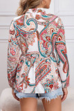 Printed V-Neck Casual Long Sleeve Shirt