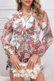 Printed V-Neck Casual Long Sleeve Shirt