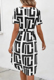 V-Neck Short Sleeved Striped Dress