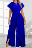V-Neck Irregular Wide Leg Jumpsuit Pants