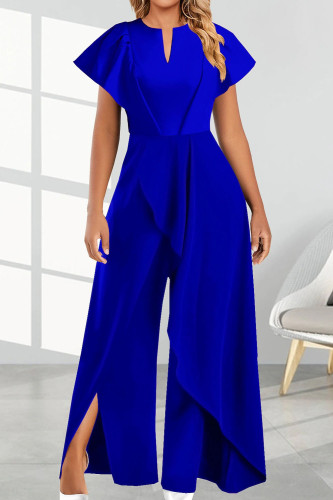 V-Neck Irregular Wide Leg Jumpsuit Pants