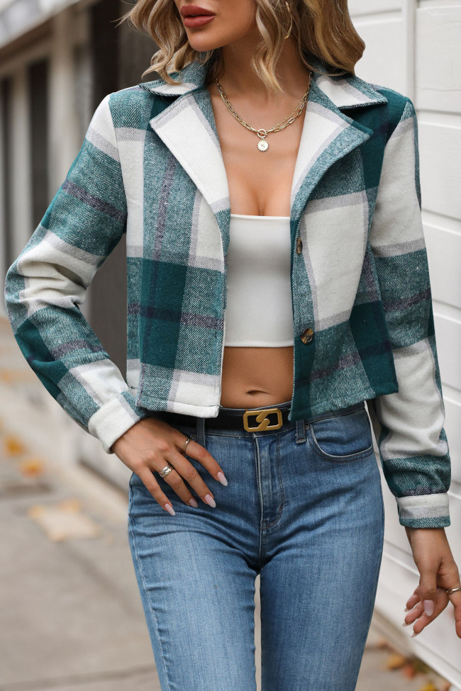Long Sleeved Short Checkered Jacket