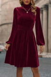 Velvet Long Sleeved Fashionable Dress