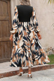 Round Neck Printed Long Sleeved Dress