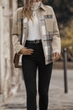 Versatile Collar Plaid Long Sleeved Jacket