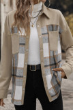 Versatile Collar Plaid Long Sleeved Jacket