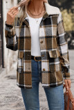 Fashionable Collar Plaid Long Sleeved Jacket